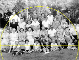sample photo being used in a half-circle blank ancestor fan chart