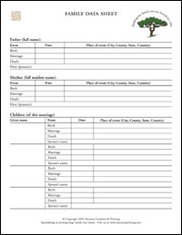 Free family genealogy sheets